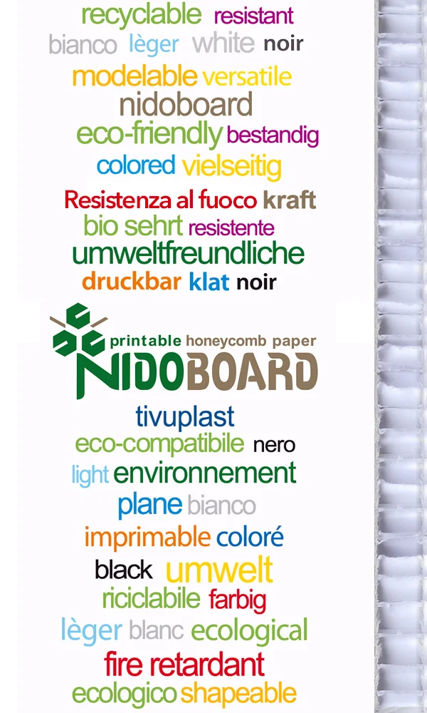 nidoboard.com Production of eco-friendly panels, made in honeycomb cardboard. That, consent more colors combination, between top cover and alveolar internal core.